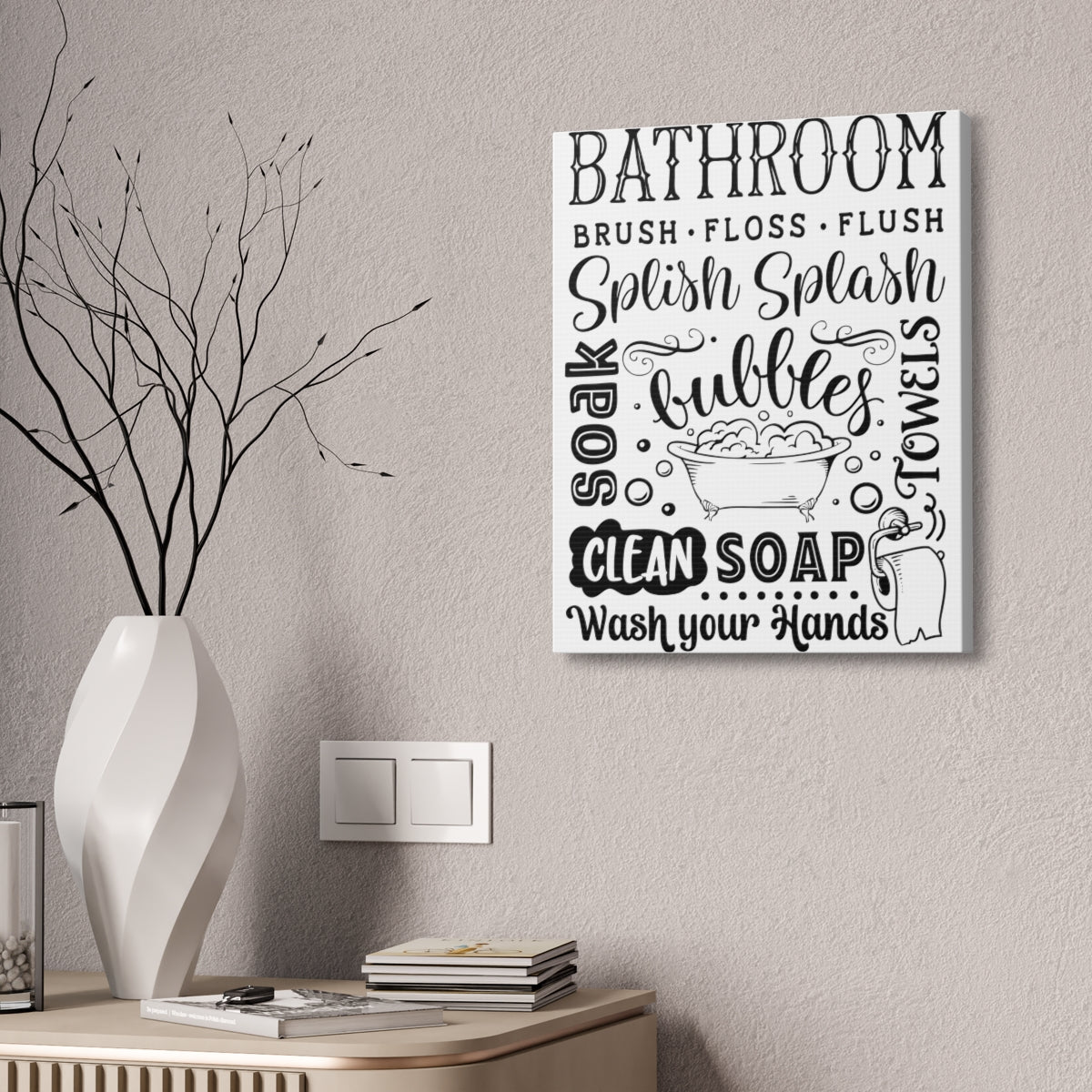 Farmhouse Decor - Bathroom Wall Art - Canvas Sign - Splish Splash